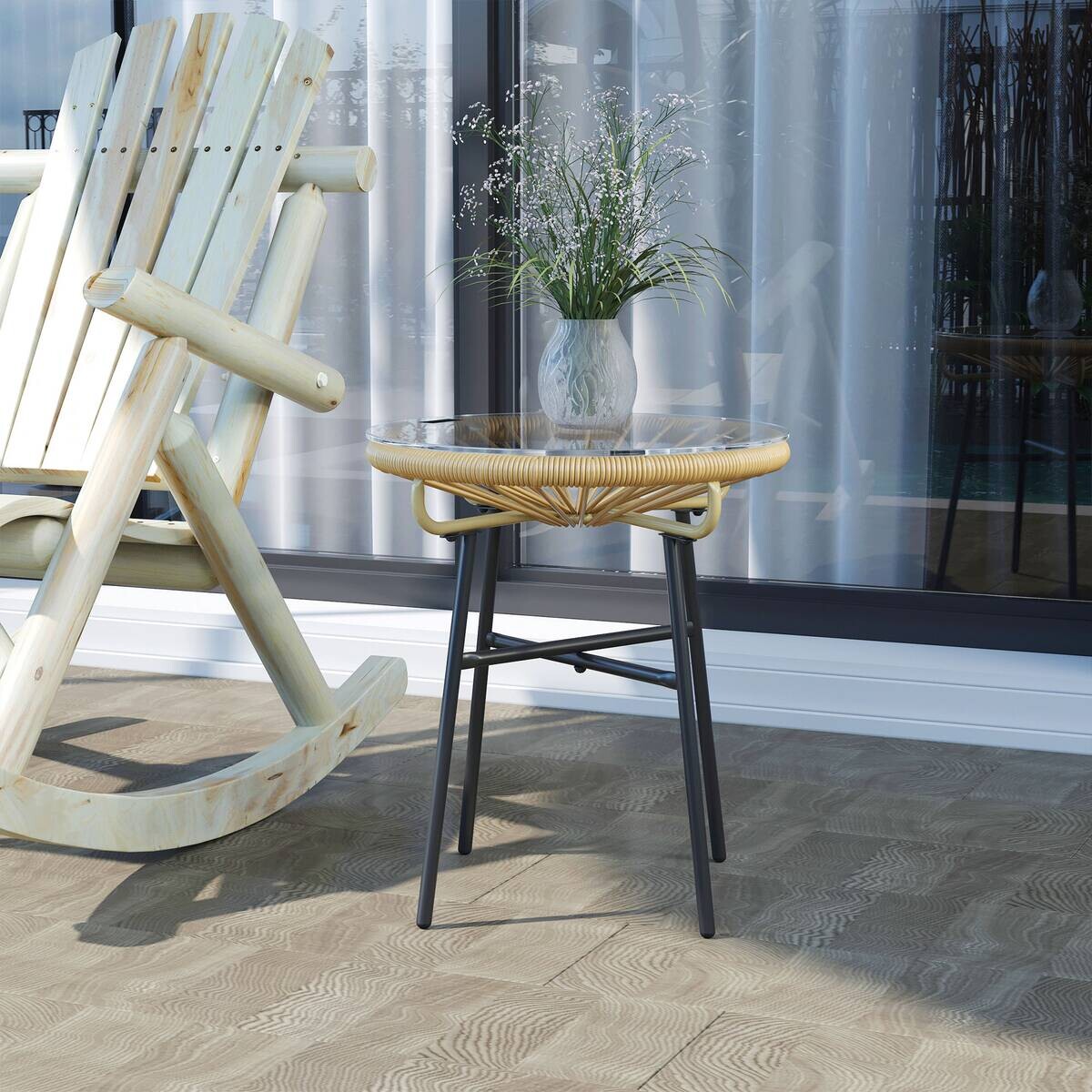 Outsunny Beistelltisch beige Eisen B/H/L: ca. 50x50x50 cm