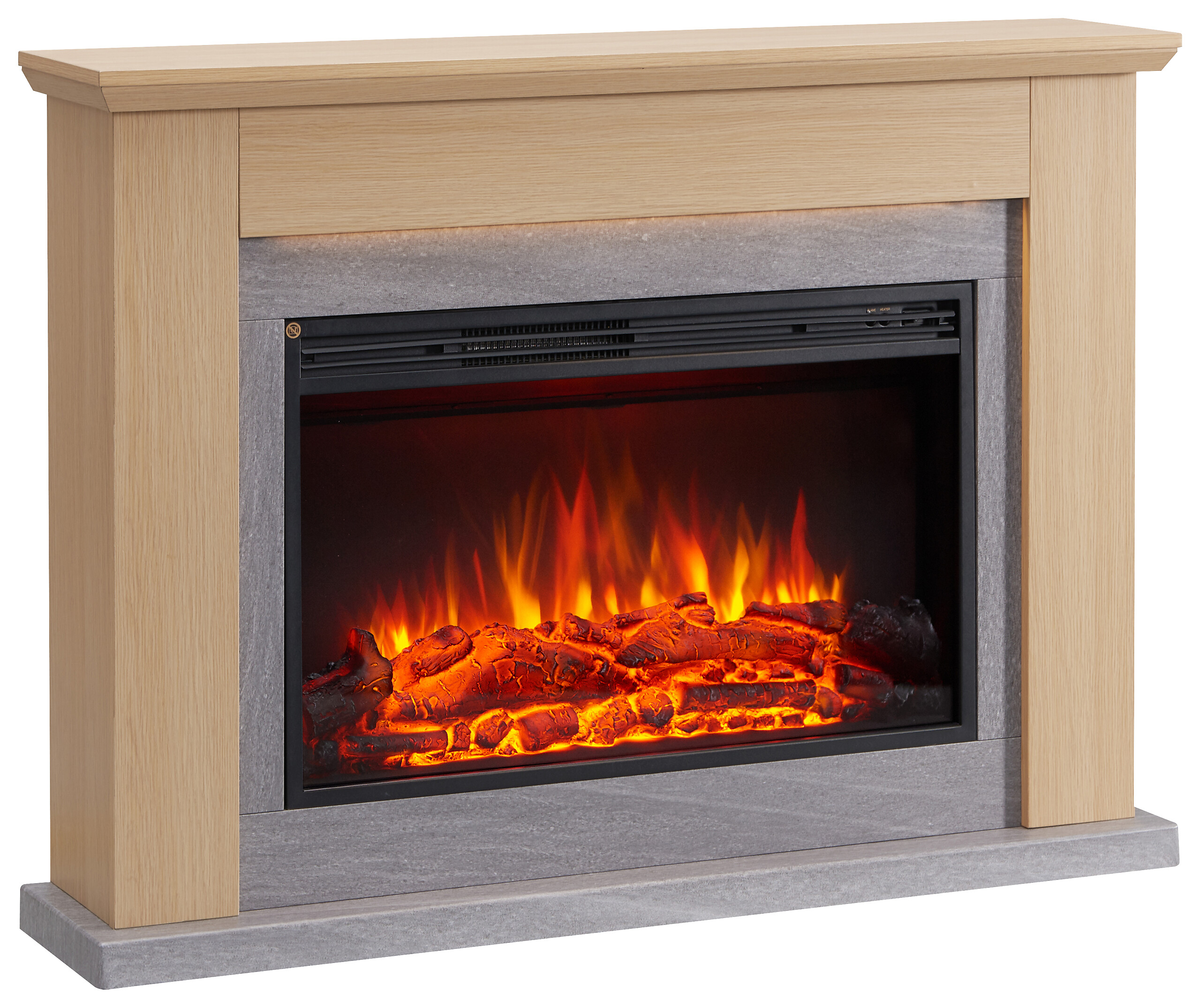 Balderia Elektrischer Kamin Typhon hellbraun MDF Metall B/H/T: ca. 121x88,3x25 cm ca. 2000 W