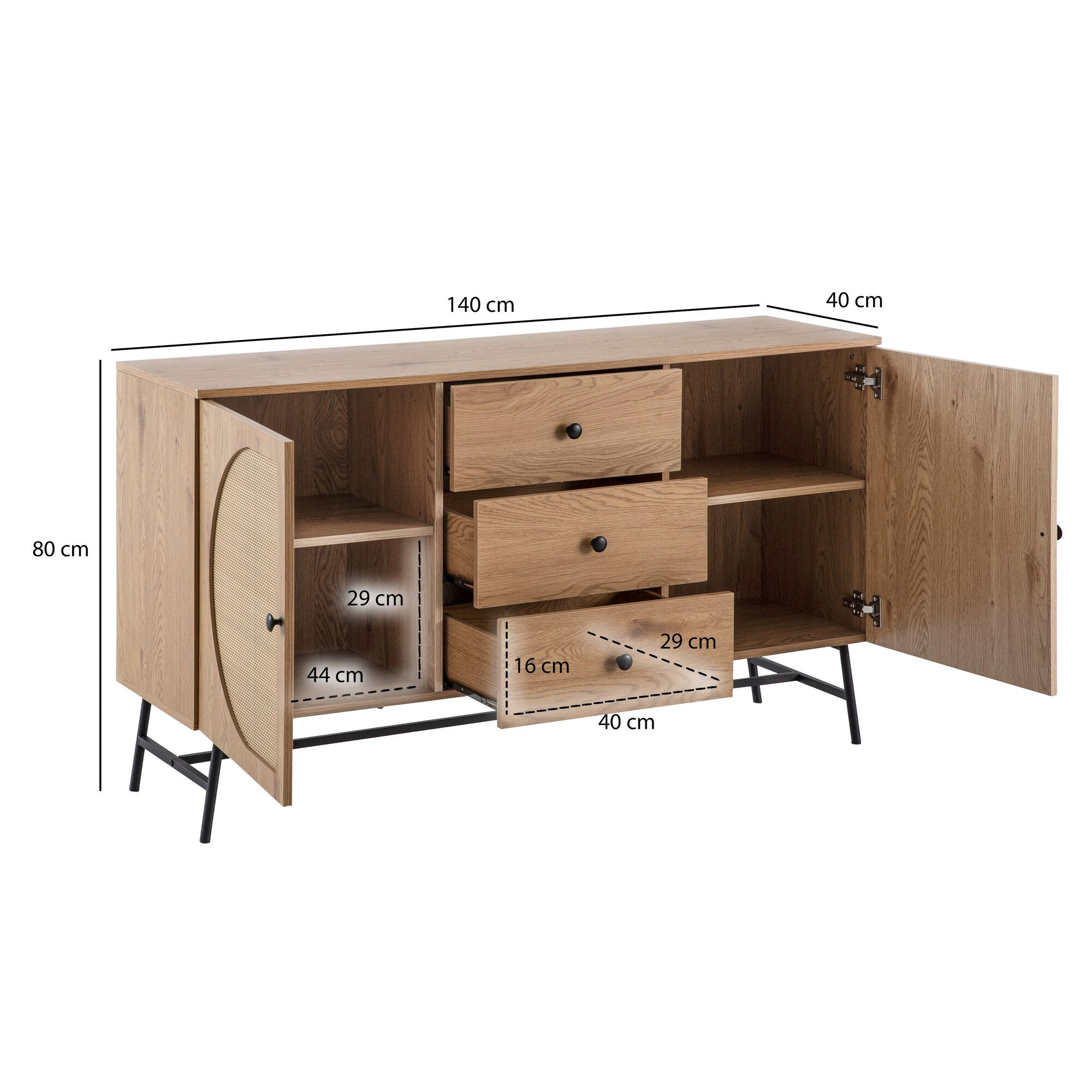 Sideboard natur Eiche Optik B/H/T: ca. 140x80x40 cm