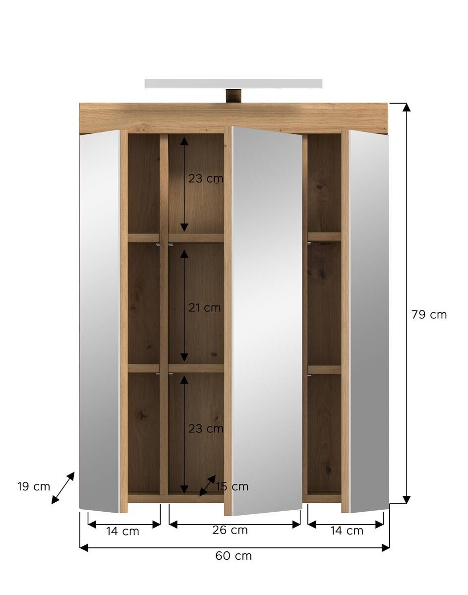 Spiegelschrank Scout Eiche Artisan Nachbildung salbei Nachbildung B/H/T: ca. 60x79x37 cm