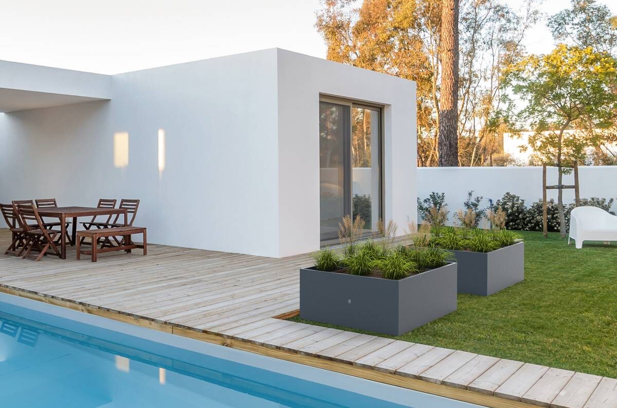 Herstera Garden Pflanzkasten grau Stahl B/H/L: ca. 100x50x150 cm