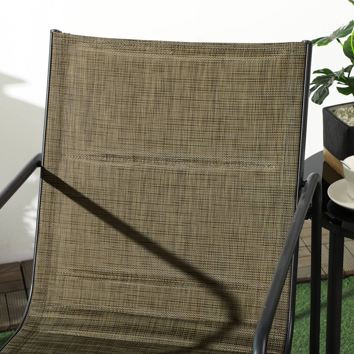 Outsunny Gartenstuhl 2er-Set braun Mesh B/H/L: ca. 66,5x88x54 cm