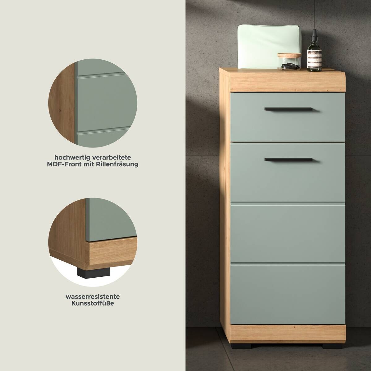 Schrank Scout Eiche Artisan Nachbildung salbei Nachbildung B/H/T: ca. 37x88x31 cm