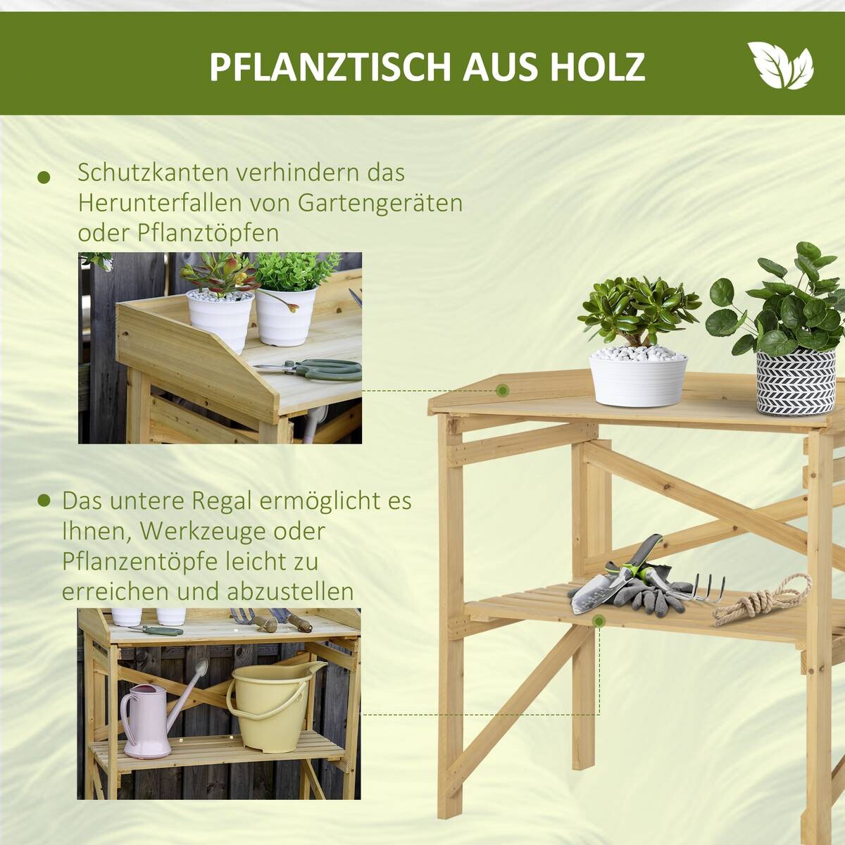 Outsunny Pflanztisch natur B/H/T: ca. 40x84x80 cm ca. 40 kg