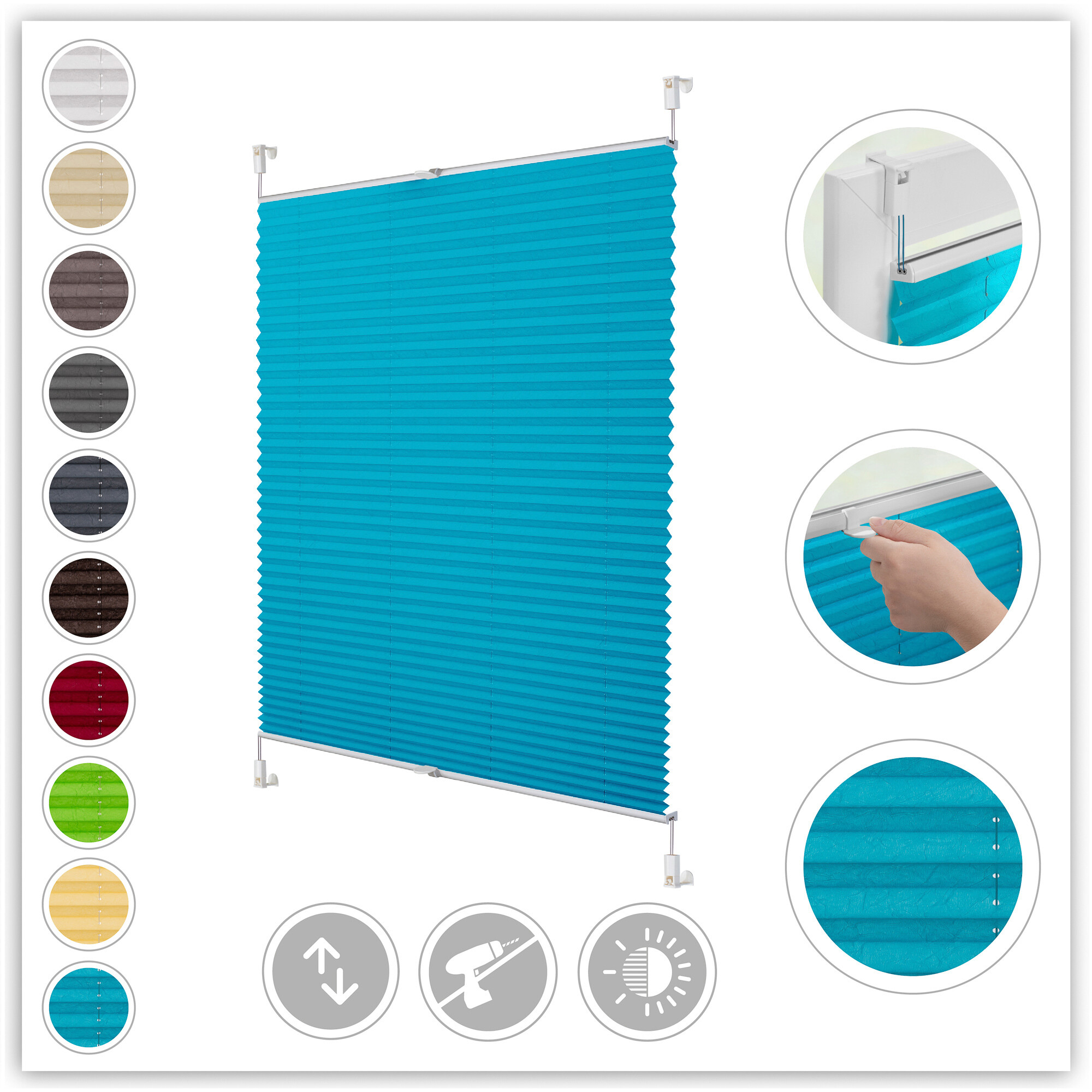 LICHTBLICK Spannplissee blau B/L: ca. 50x130 cm