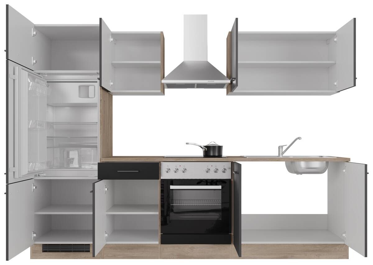 Küchenblock Capri schwarz matt B/H/T: ca. 270x200x60 cm