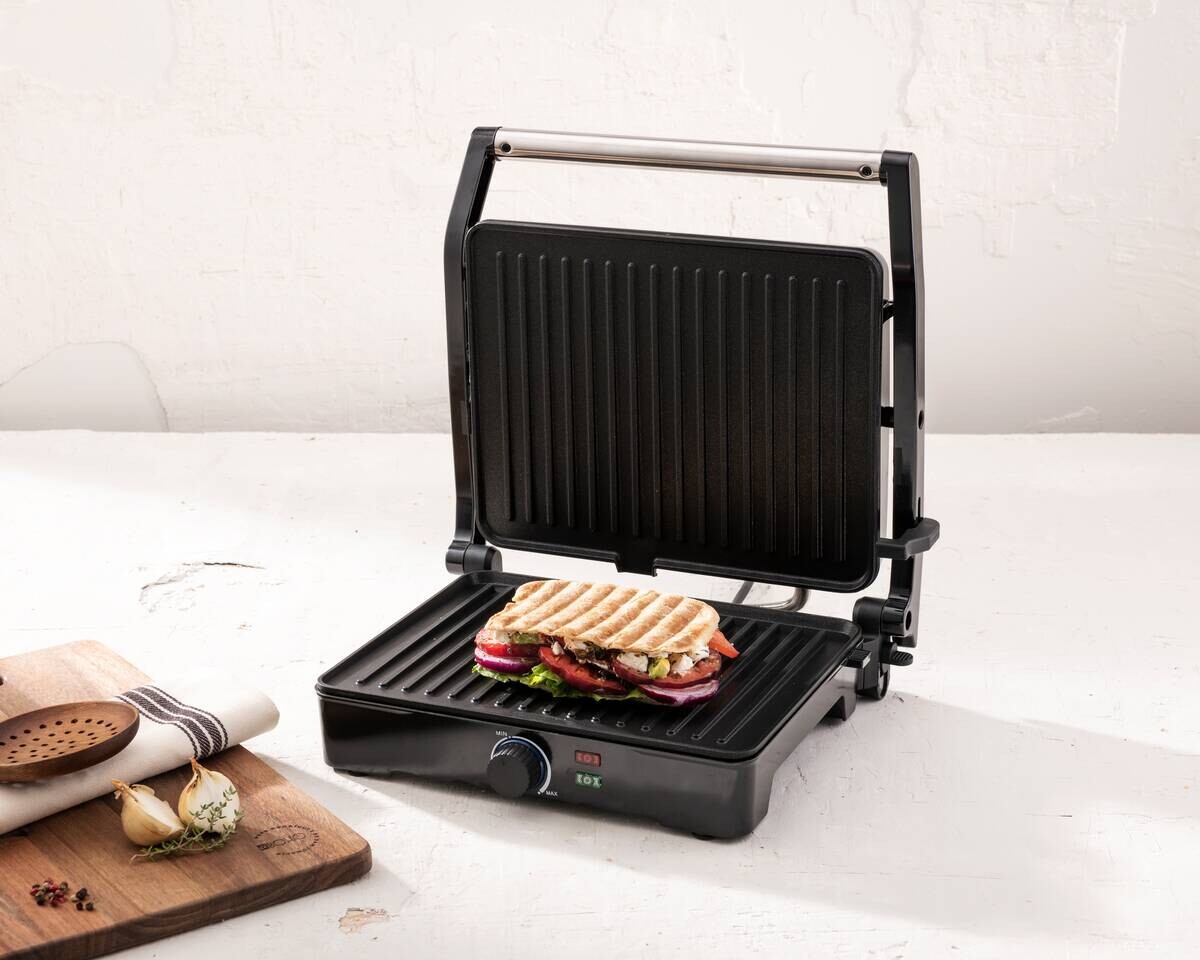 BERGNER Kontaktgrill silber B/H/L: ca. 15x37x38 cm