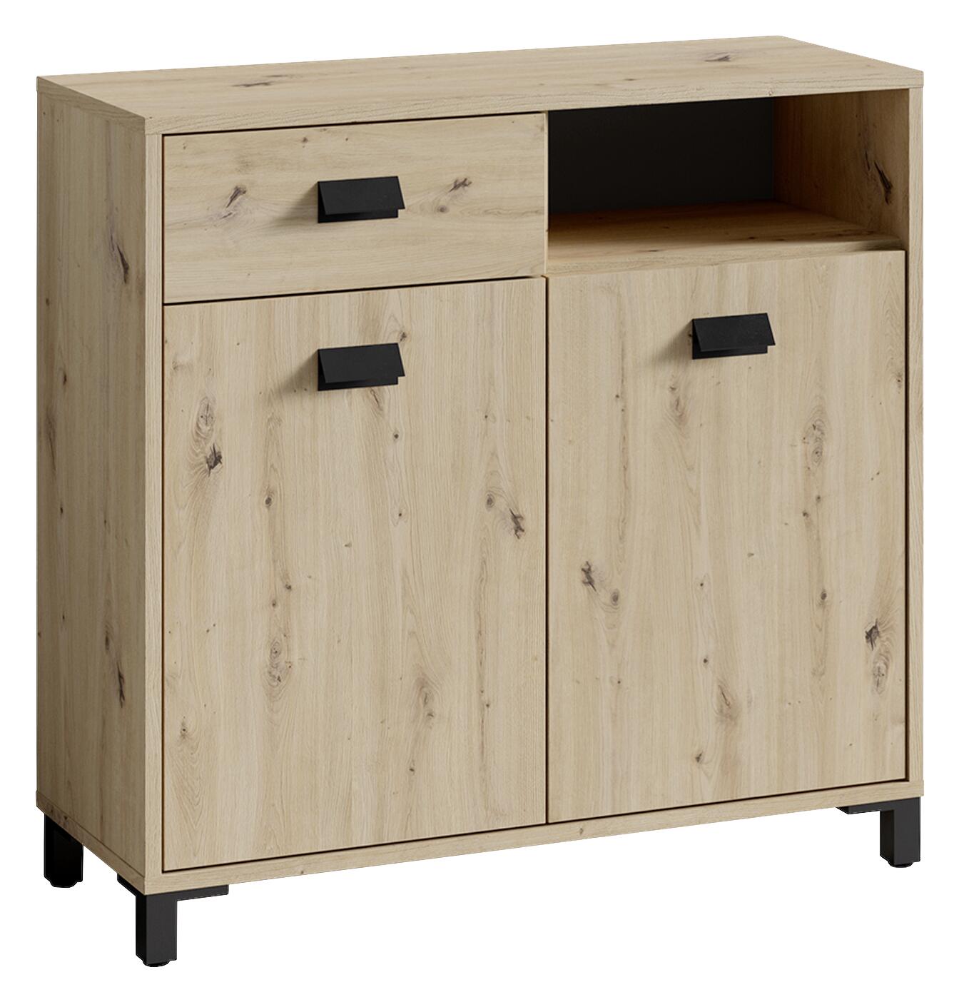 Kommode WELLNESS Eiche Artisan Nachbildung schwarz schwarz anthrazit B/H/T: ca. 80,5x77,5x31 cm