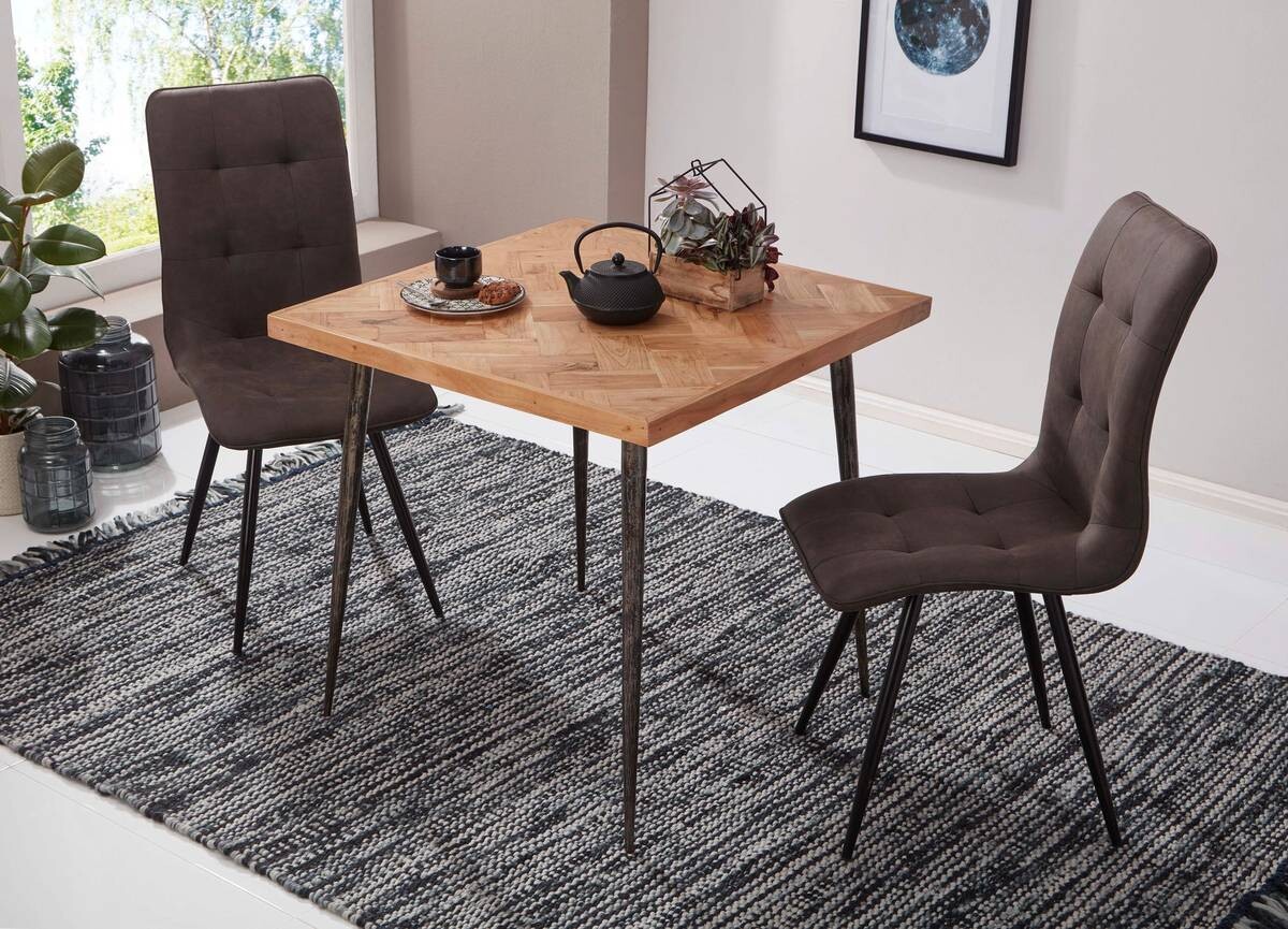 Esstisch natur schwarz pulverbeschichtet B/H/T: ca. 80x72x80 cm