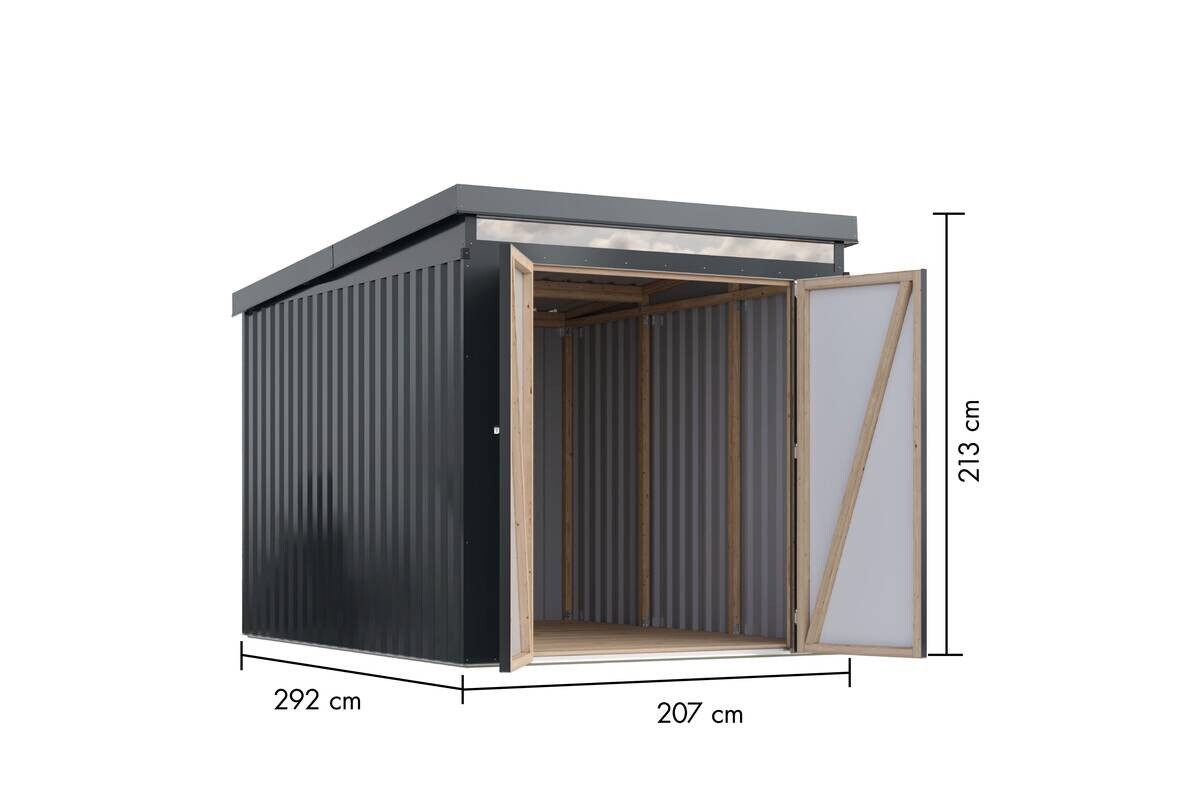 Karibu Gartenhaus IIndra 2,5 anthrazit B/H/T: ca. 206x213x289 cm