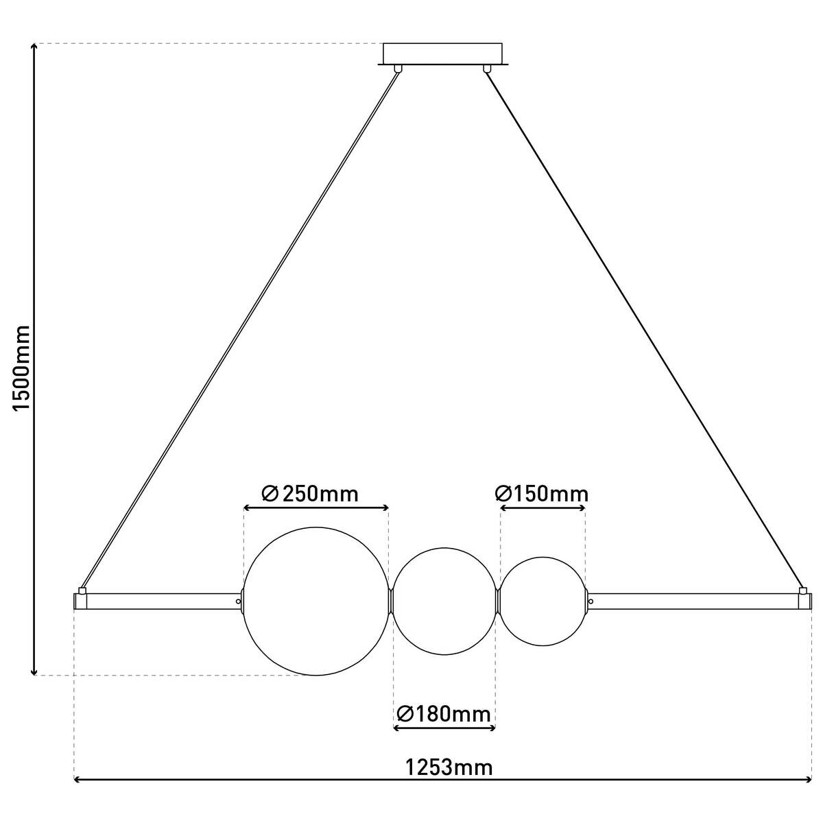 Näve Leuchten LED-Pendelleuchte Chrom Glas Metall B/H/T: ca. 125,3x150x25 cm