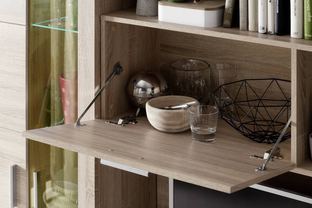 Wohnwand Mondeo Eiche Sägerau hell Nachbildung B/H/T: ca. 291x197x41 cm