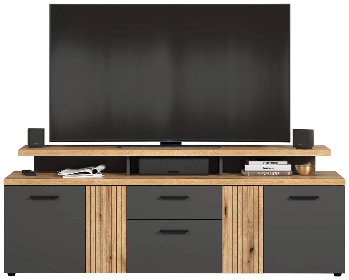 TV-Lowboard Esteban Eiche Evoke Oak Nachbildung anthrazit B/H/T: ca. 180x66x47 cm