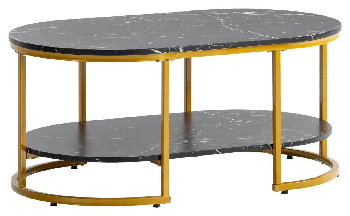 Wohnling Couchtisch schwarz Marmor B/H/T: ca. 100x45x60 cm