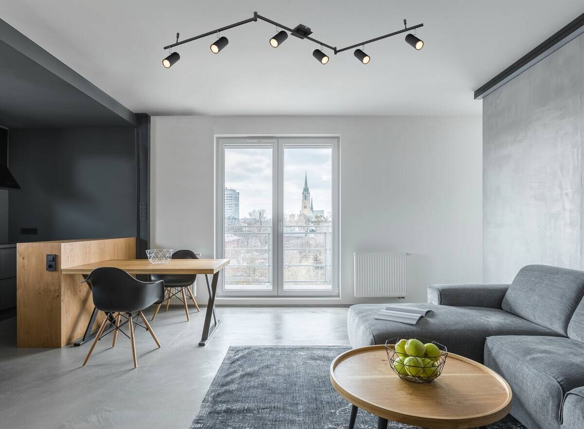 GLOBO Spot schwarz Metall B/H/T: ca. 10x18,5x180 cm GU10 6 Brennstellen