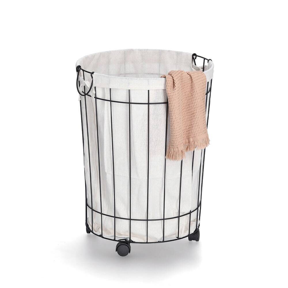 Zeller Wäschesammler weiß Metall B/H/L: ca. 44x60x44 cm