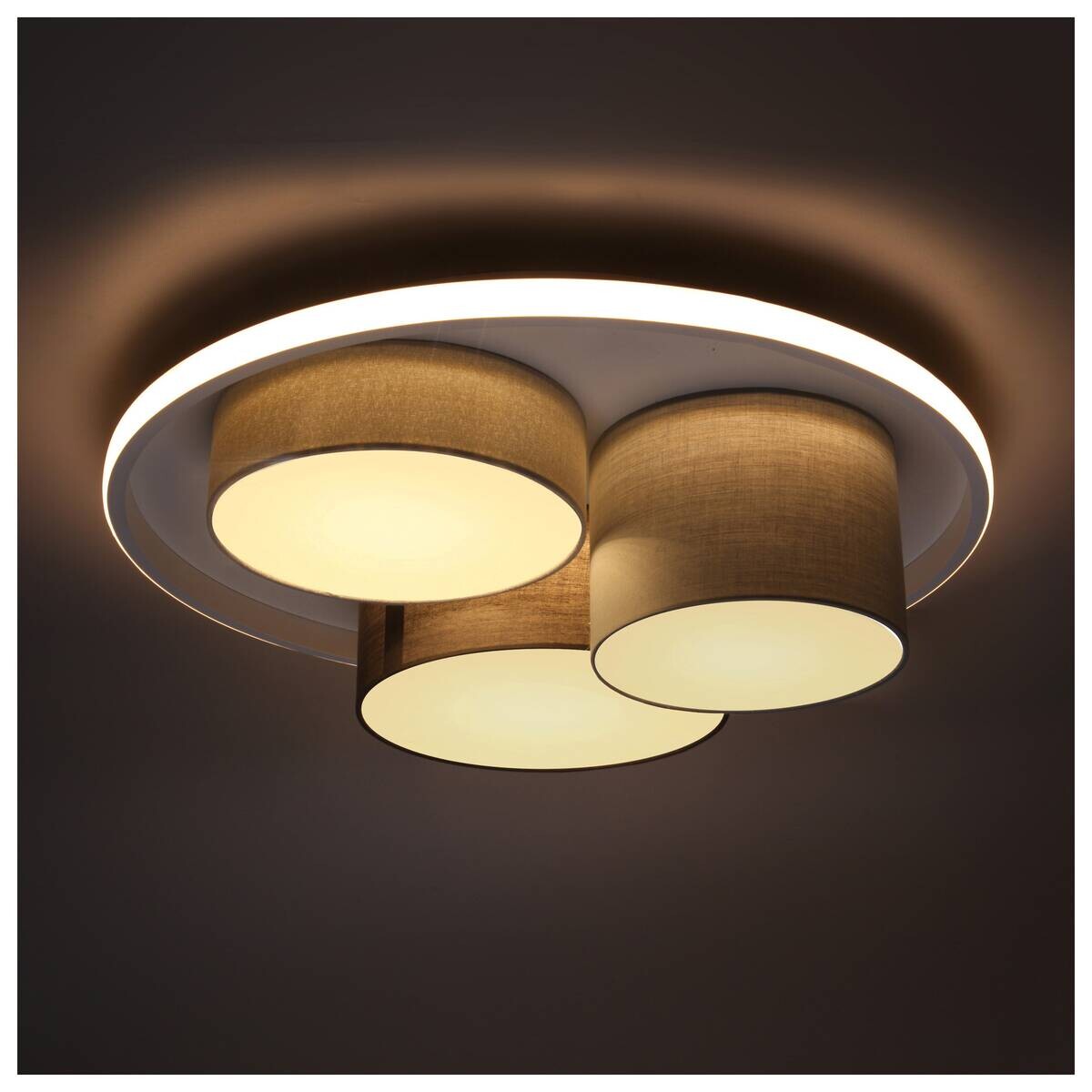 Näve Leuchten Deckenleuchte 1383716 grau Metall Kunststoff Textil B/H/T: ca. 49x15,5x49 cm null 3 Brennstellen