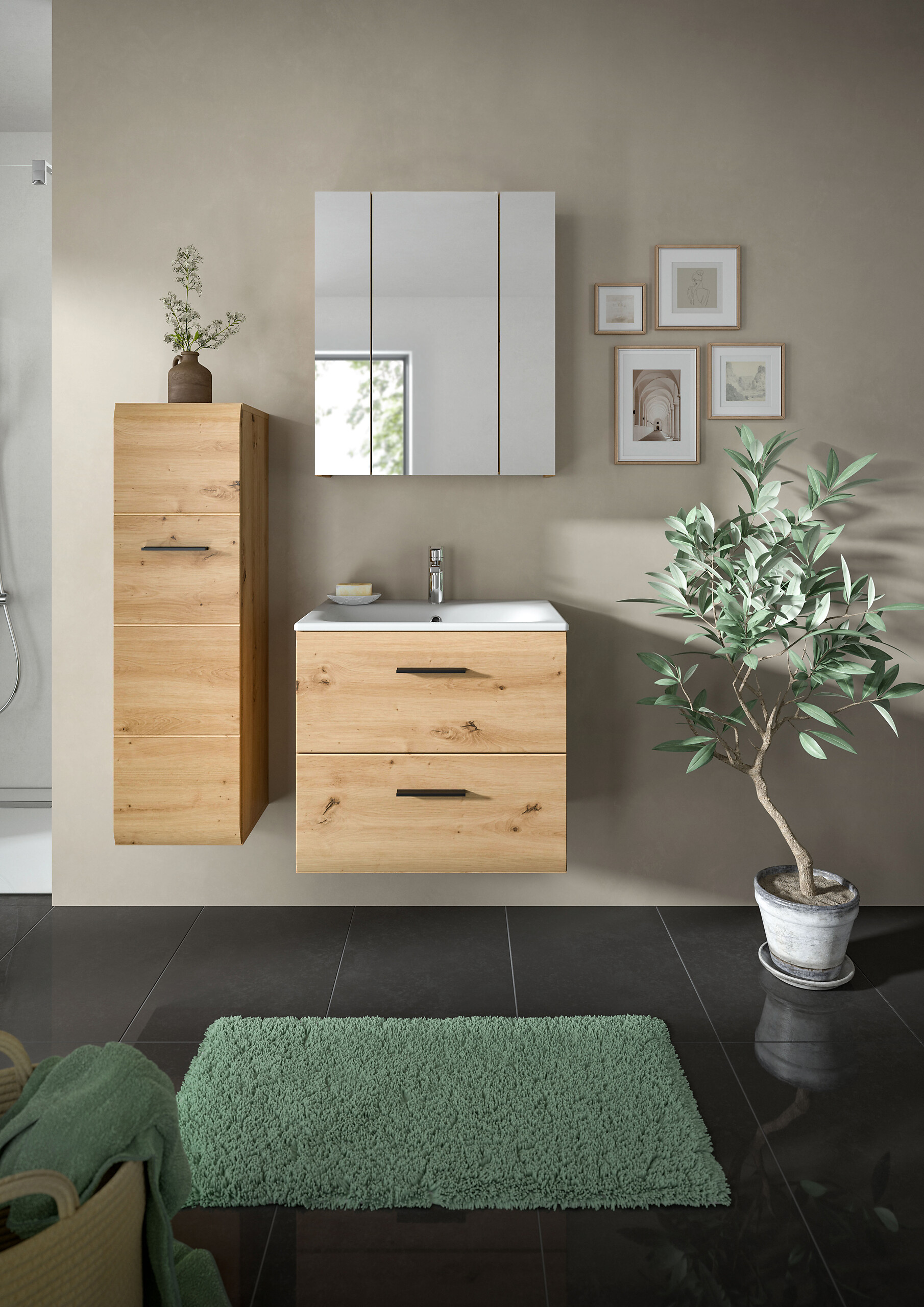 Badezimmer-Set Ice Artisan Oak Nachbildung B/H/T: ca. 105x185x46 cm