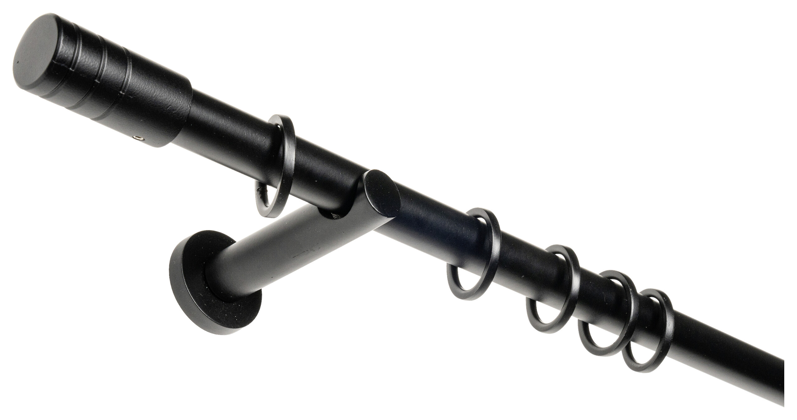 Gardinenstange schwarz Aluminium ausziehbar von ca. 120 bis 210 cm 1.0 Läufe