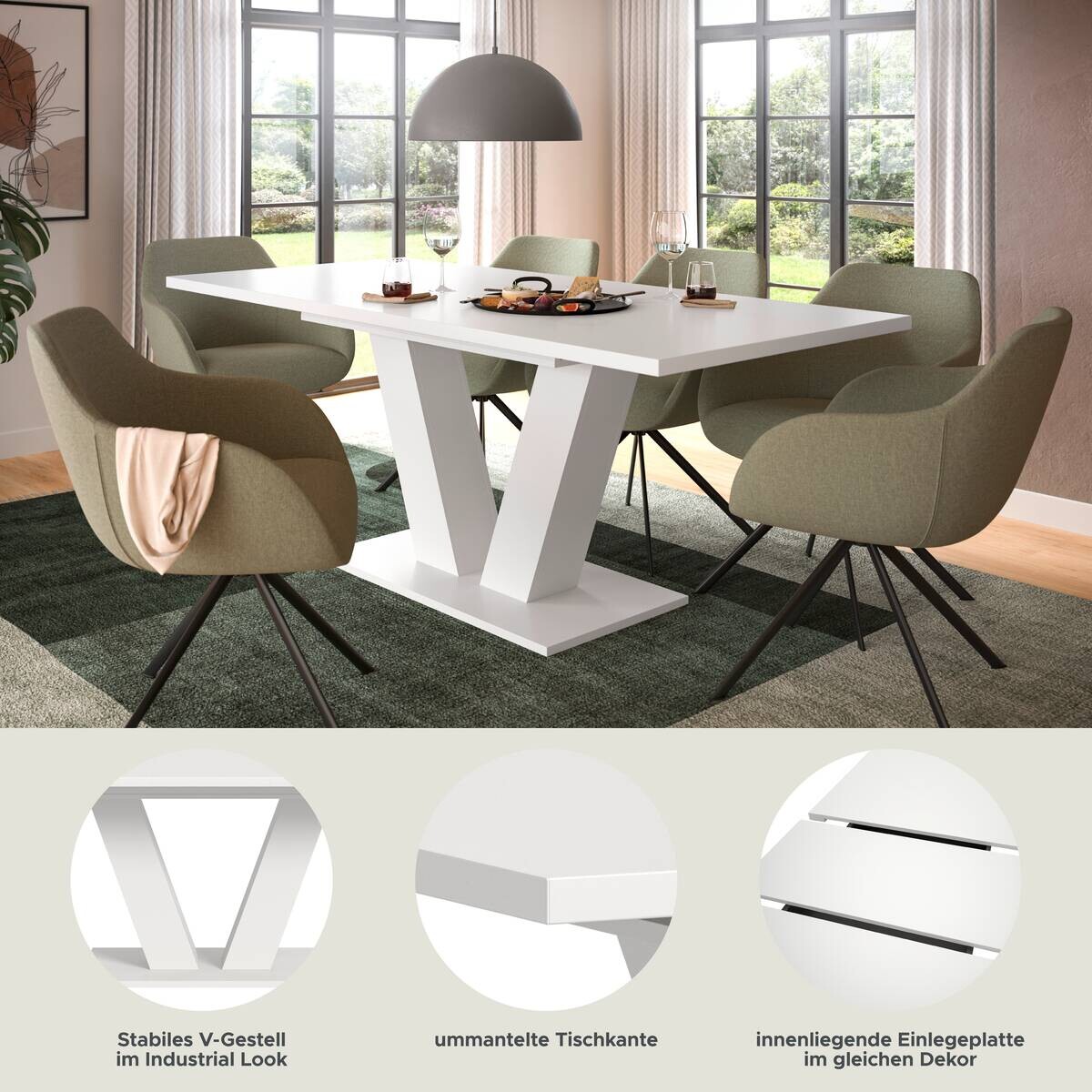 Esstisch MOTION weiß B/H/T: ca. 150x76x90 cm