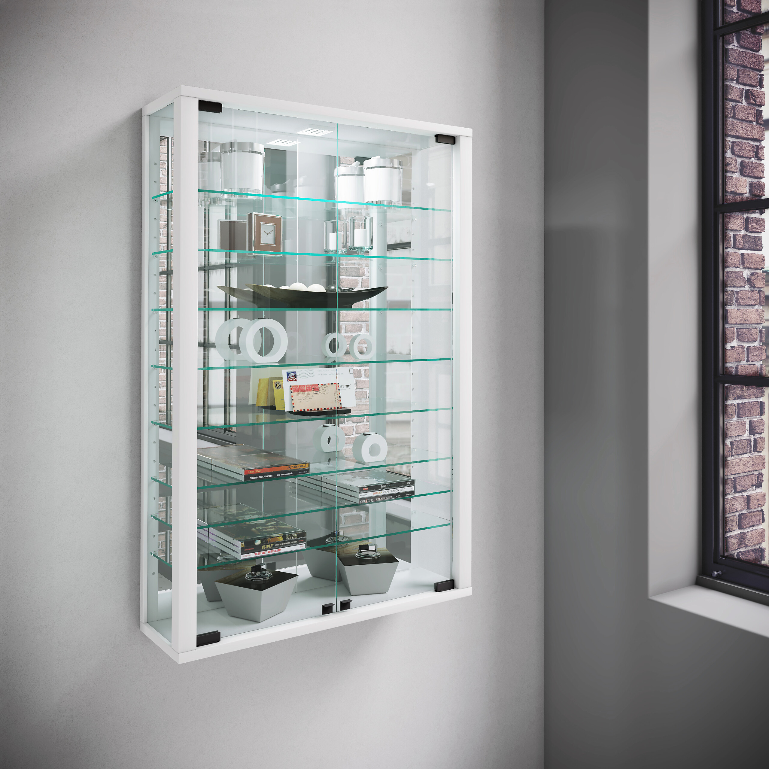 Vitrine Vitrosa weiß Holzwerkstoff Glas B/H/T: ca. 59x91x18 cm