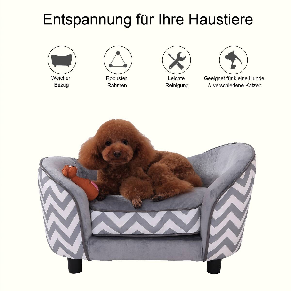 PawHut Hundebett grau Holz B/H/L: ca. 41x33,5x67 cm