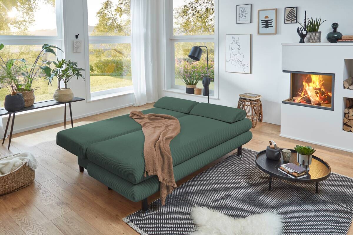 Schlafsofa grün Microfaser B/H/T: ca. 190x93x92 cm