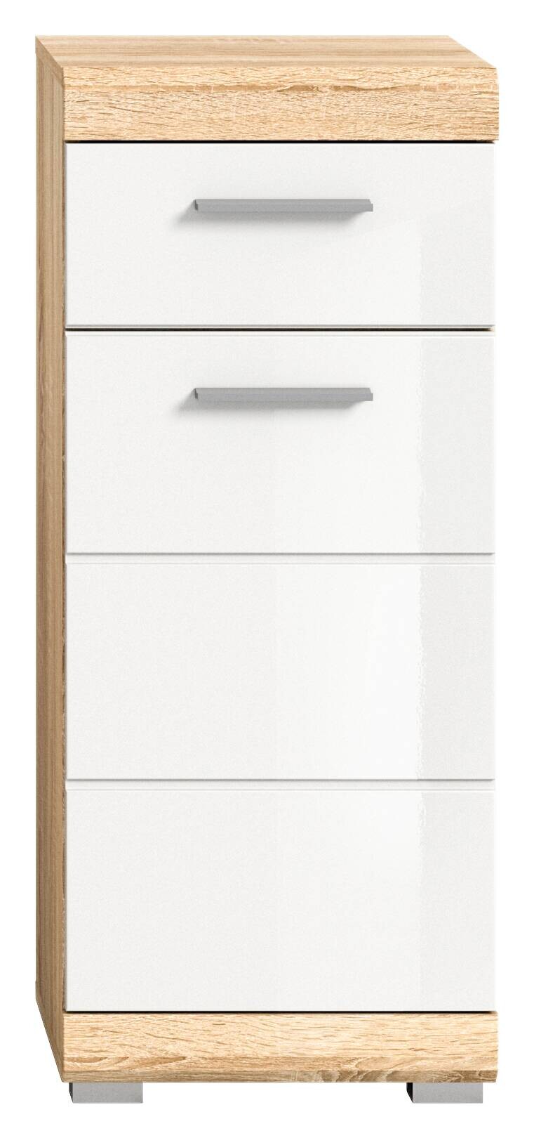 Badkommode LAMBADA Eiche Sonoma hell Nachbildung weiß Hochglanz B/H/T: ca. 37x88x31 cm