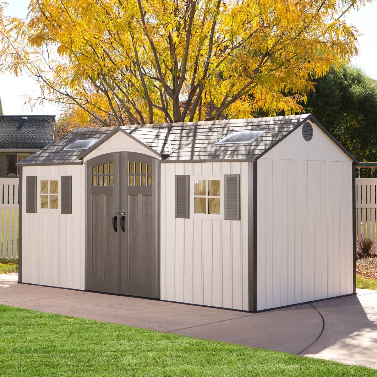 Lifetime Gerätehaus Castle hellgrau B/H/L: ca. 457,2x243,84x238,76 cm