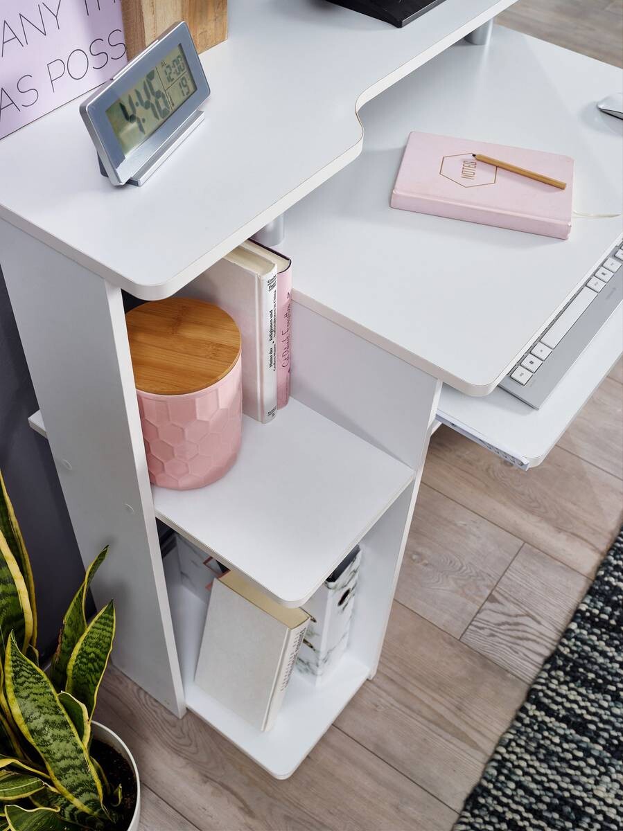 Computertisch weiß B/H/T: ca. 94x90,5x48,5 cm