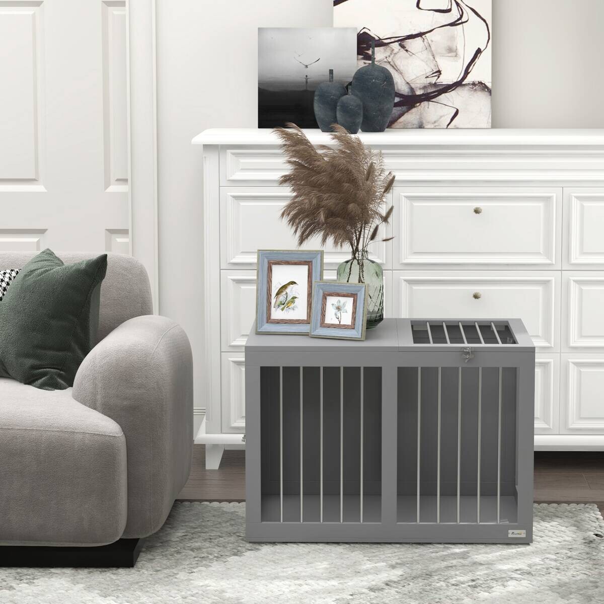 PawHut Hunde-Zubehör grau Edelstahl B/H/L: ca. 50x80x56,5 cm