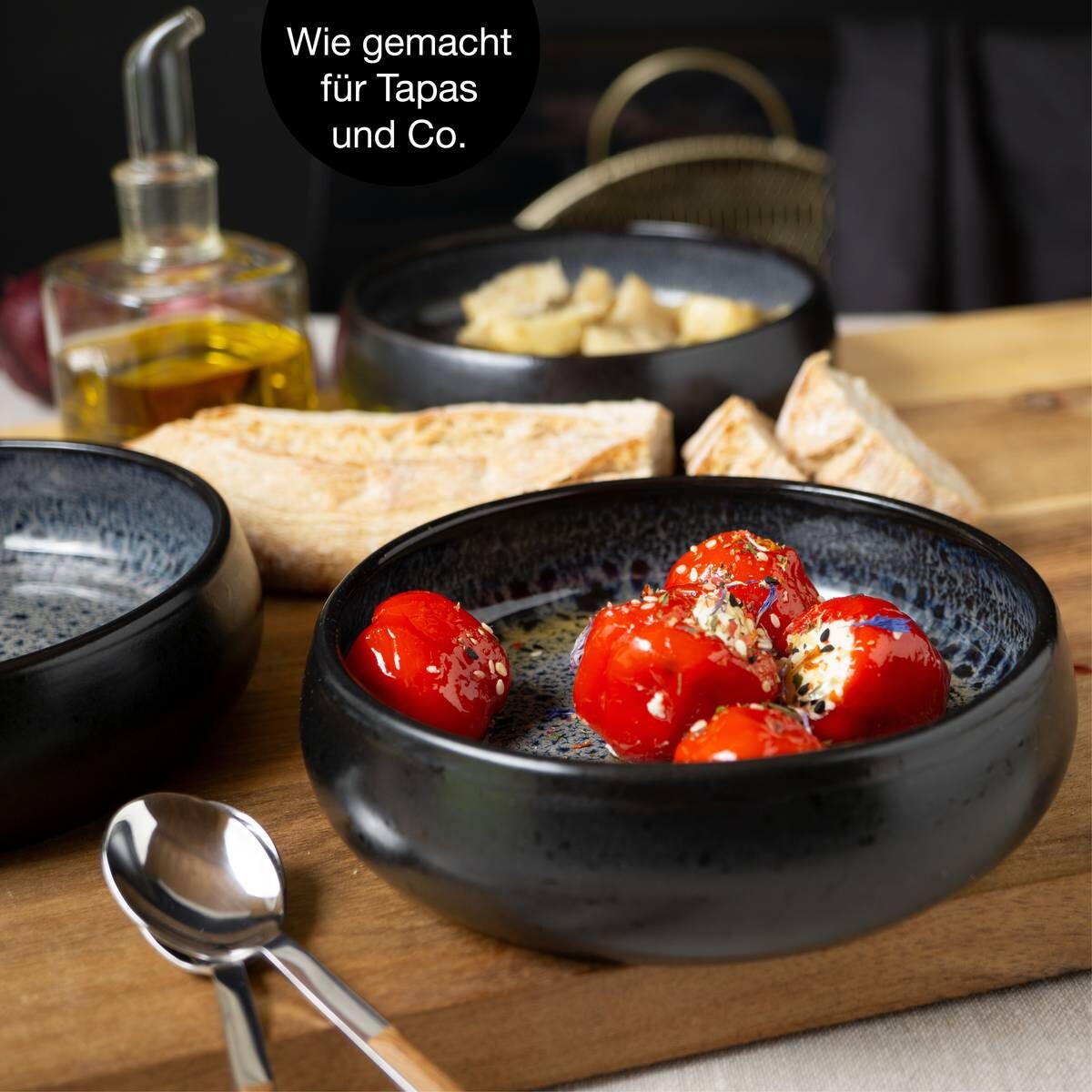 Moritz & Moritz Dessertschalen-Set grauschwarz Steinzeug H/D: ca. 5x19 cm