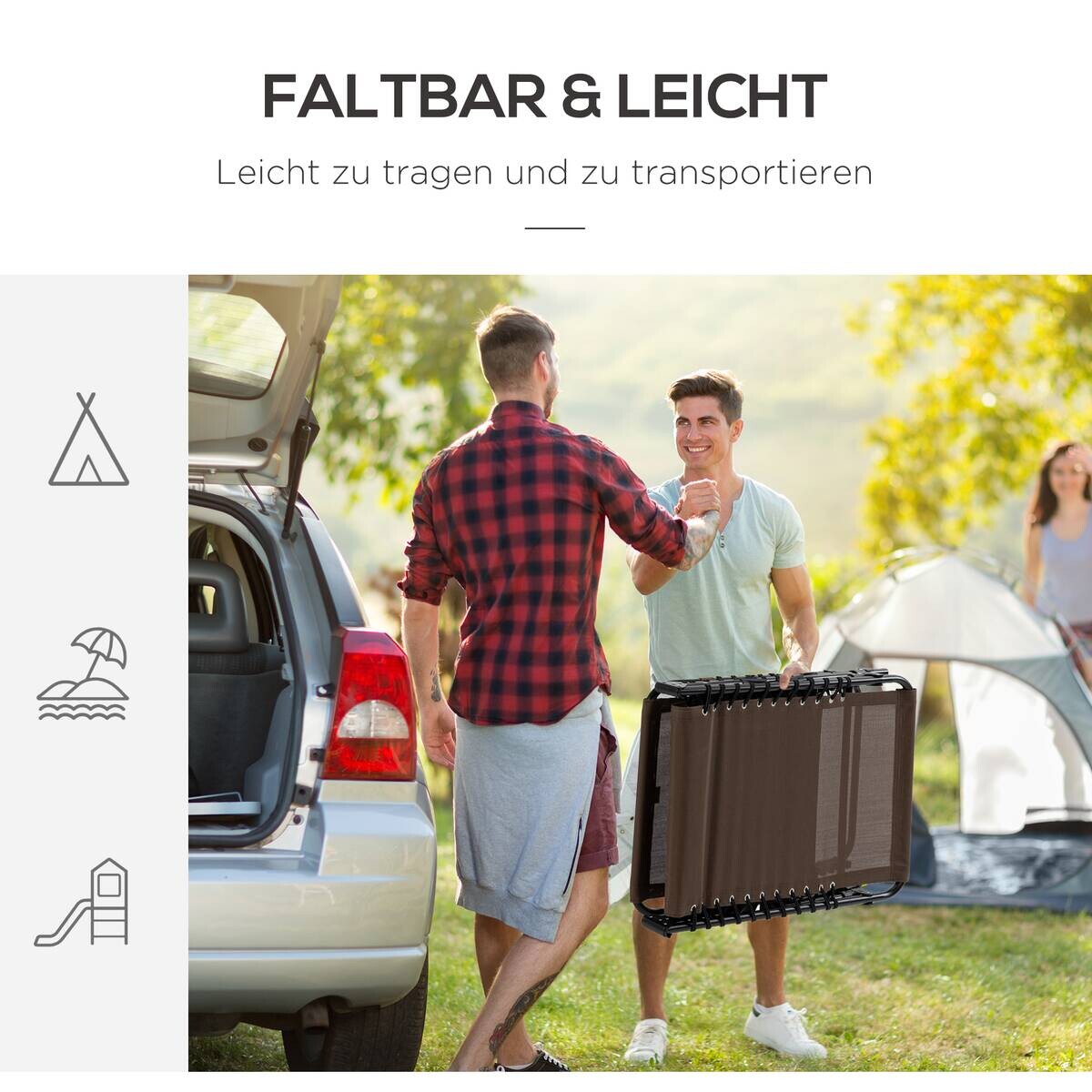 Outsunny Sonnenliege braun Stahl B/H/L: ca. 58x30x185 cm