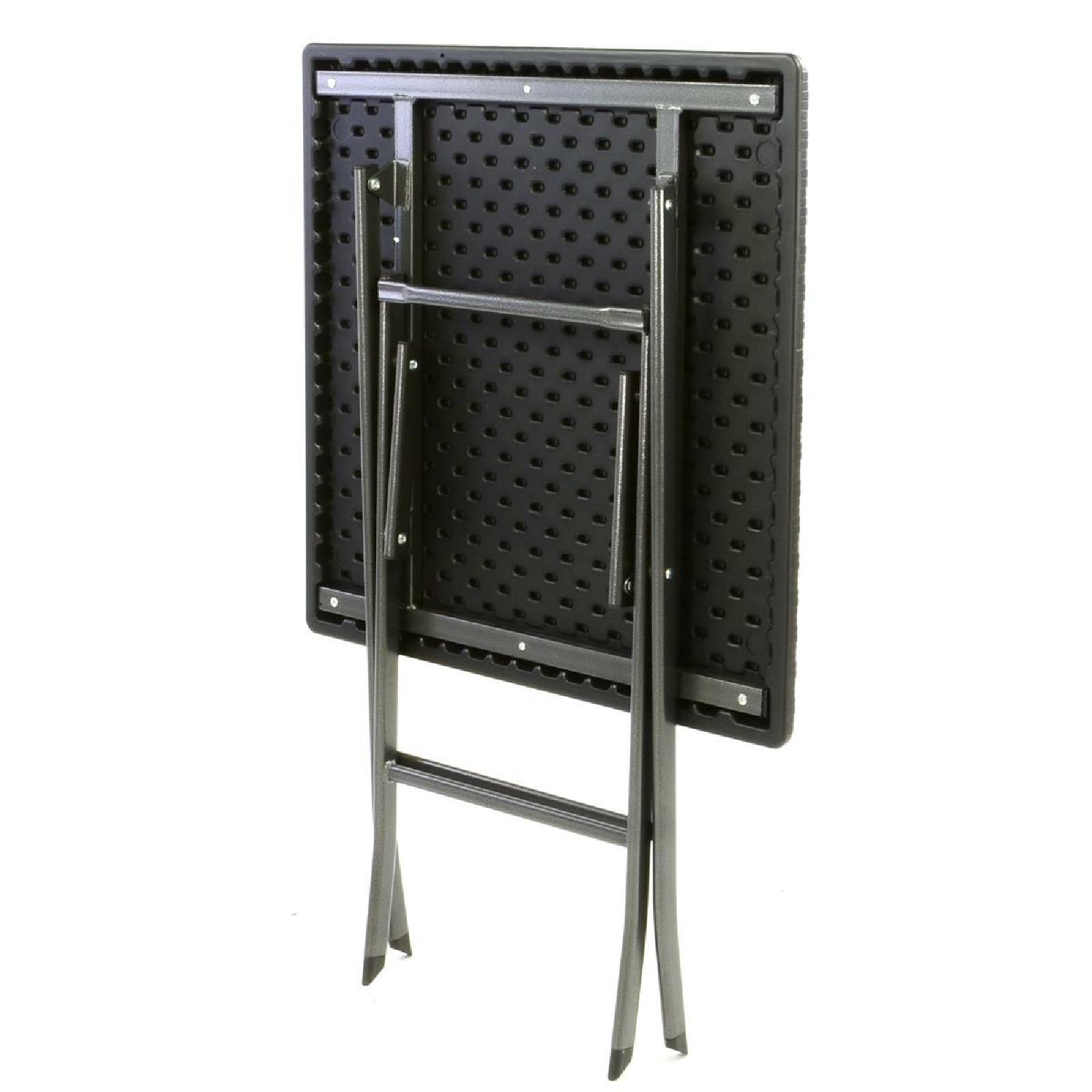 VCM Gartentisch schwarz Polyrattan B/H/L: ca. 61x75x61 cm