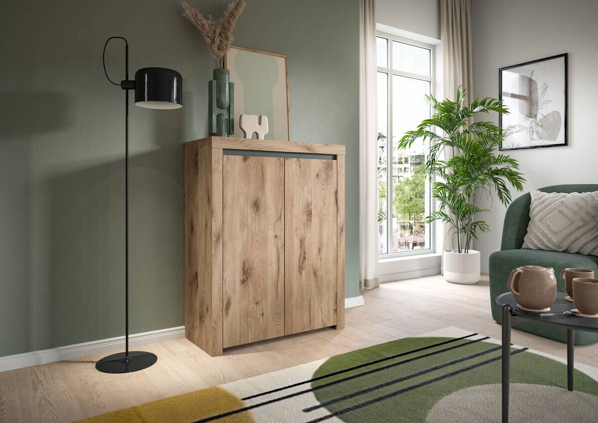 Kommode Woody Nox Oak Nachbildung anthrazit B/H/T: ca. 81x105x37 cm