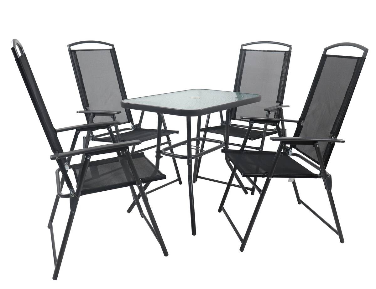 VCM Gartensitzgruppe anthrazit Stahl B/H/T: ca. 80x70x55 cm