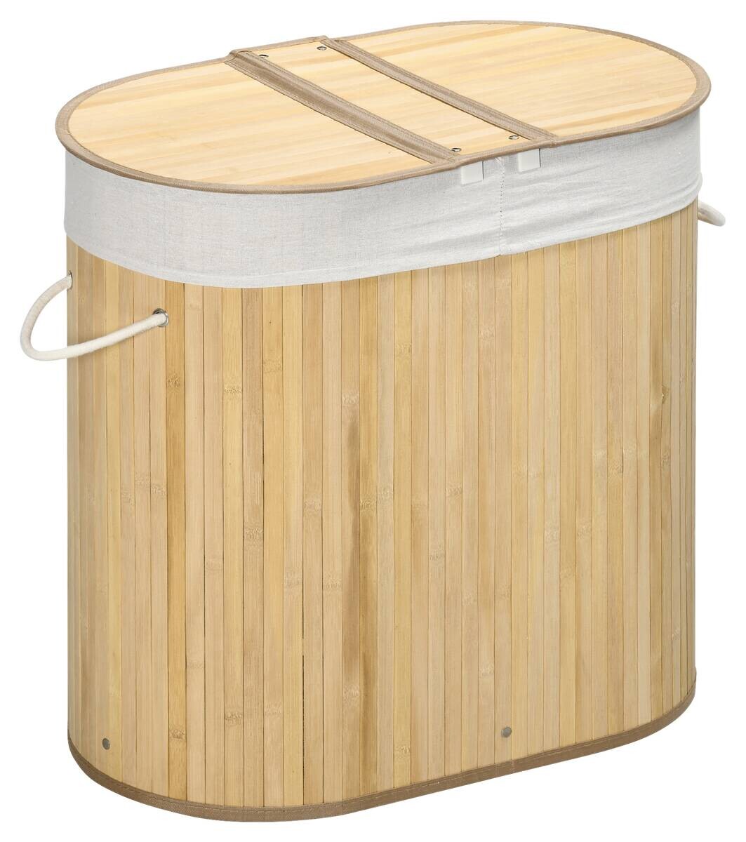 HOMCOM Wäschekorb natur Polypropylen B/H/L: ca. 37x62,5x60,5 cm