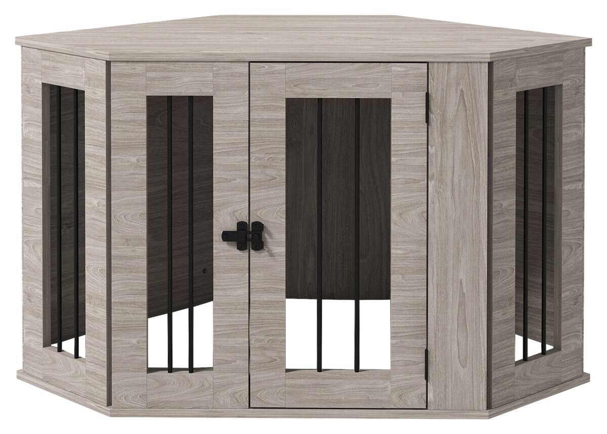 PawHut Hundekäfig walnuss Spanplatte B/H/L: ca. 55x63x104 cm