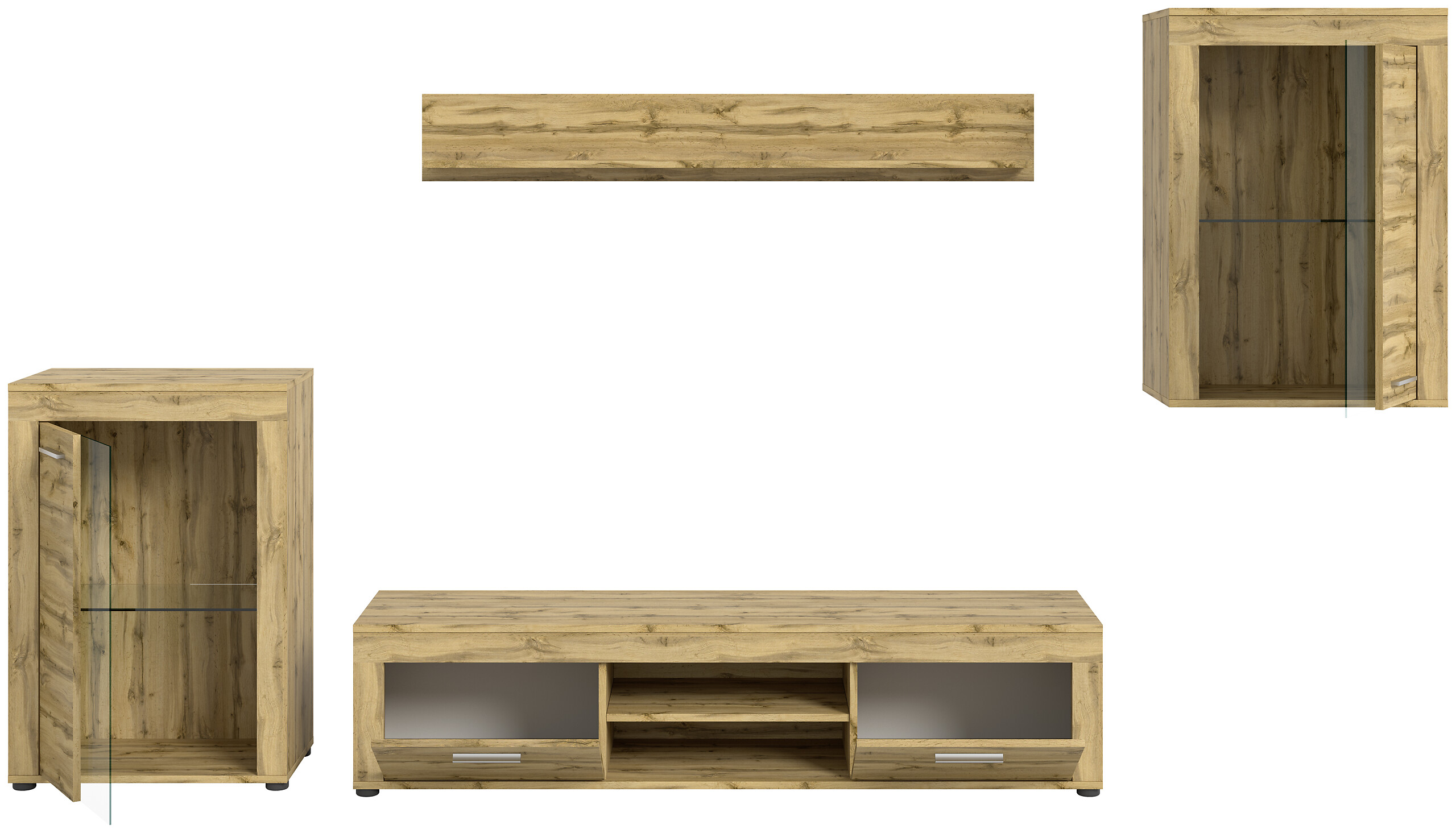 Wohnwand Jam Eiche Wotan Nachbildung B/H/T: ca. 310x169x35 cm