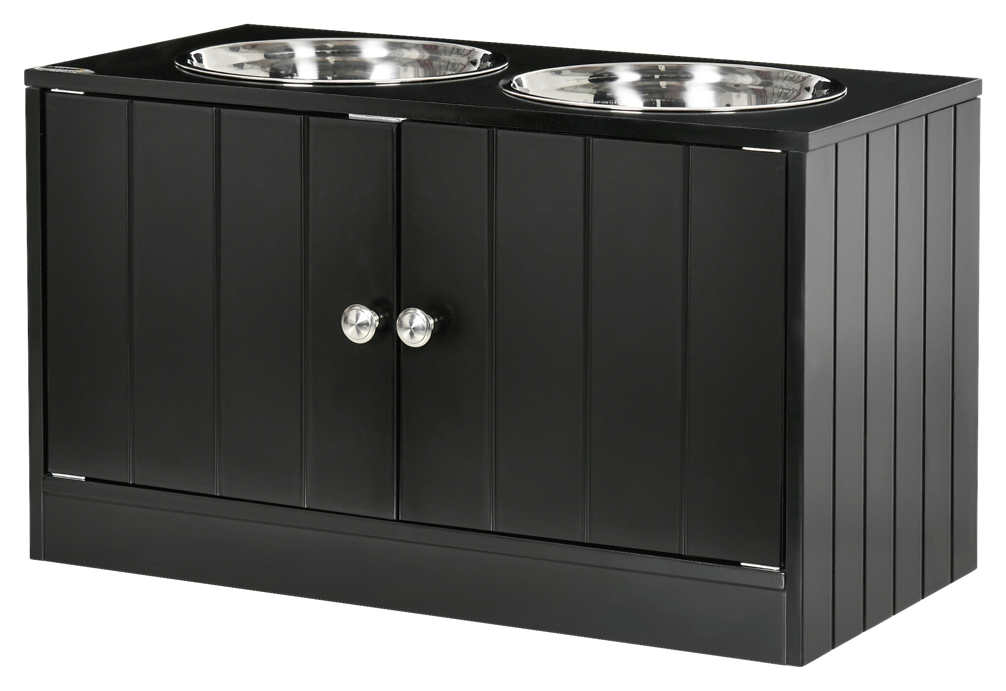 PawHut Futterstation schwarz Edelstahl B/H/L: ca. 30x35,5x60 cm