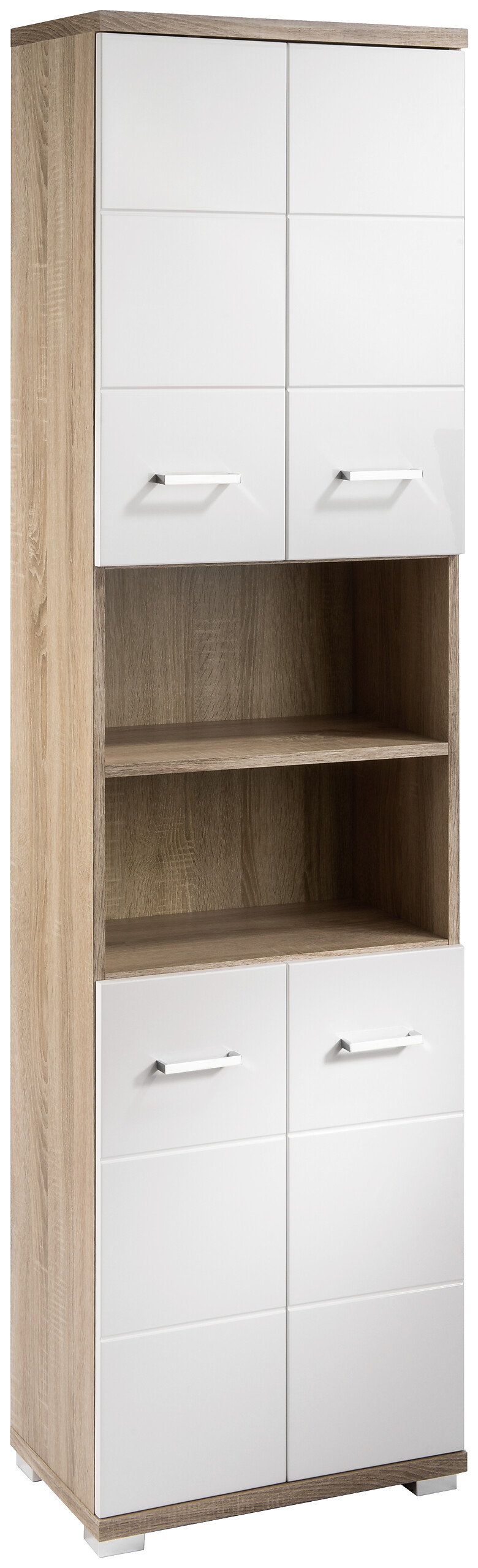 Hochschrank NEBRASKA Eiche Nachbildung weiß Hochglanz B/H/T: ca. 50x192x31,5 cm