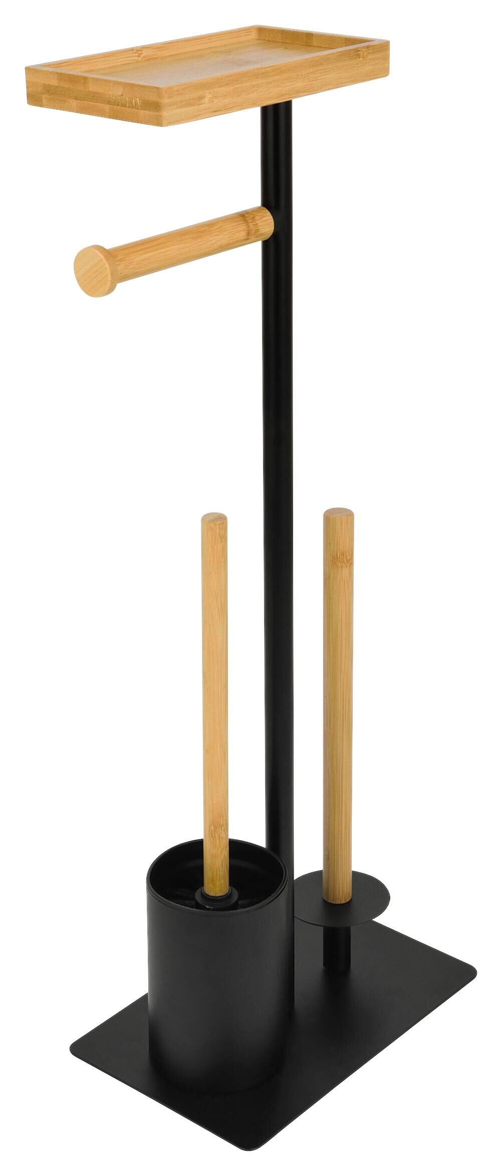 POCOline Stand-WC-Garnitur Nordic Black schwarz hellbraun Edelstahl