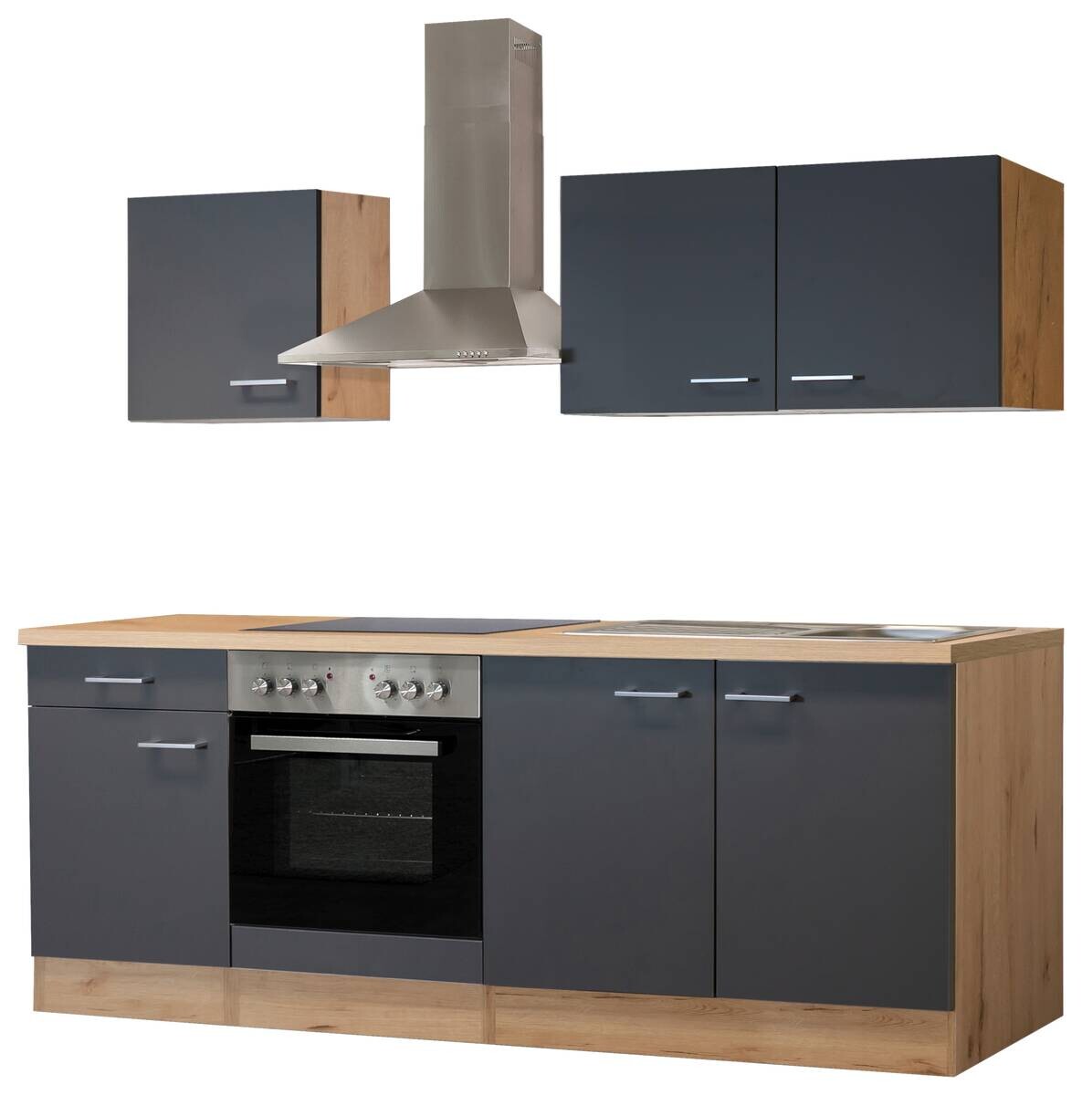 Flex-Well Küchenblock Morena Basalt matt B/H/T: ca. 210x200x60 cm