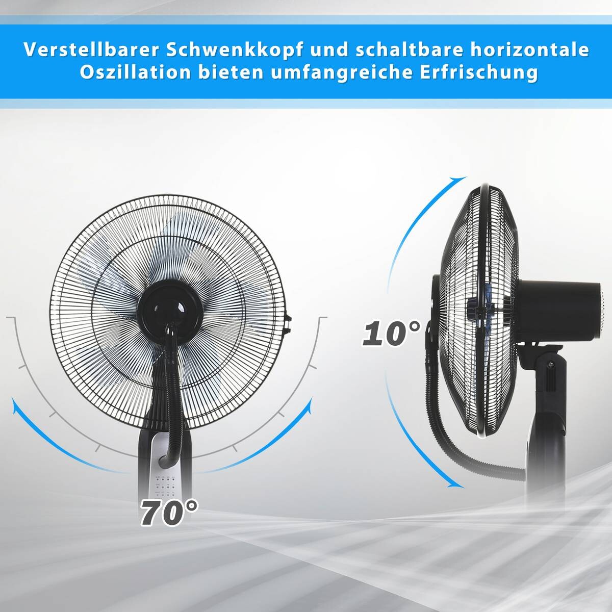 HOMCOM Standventilator mit Wasserzerstäuber schwarz Metall Kunststoff H/D: ca. 120x44 cm