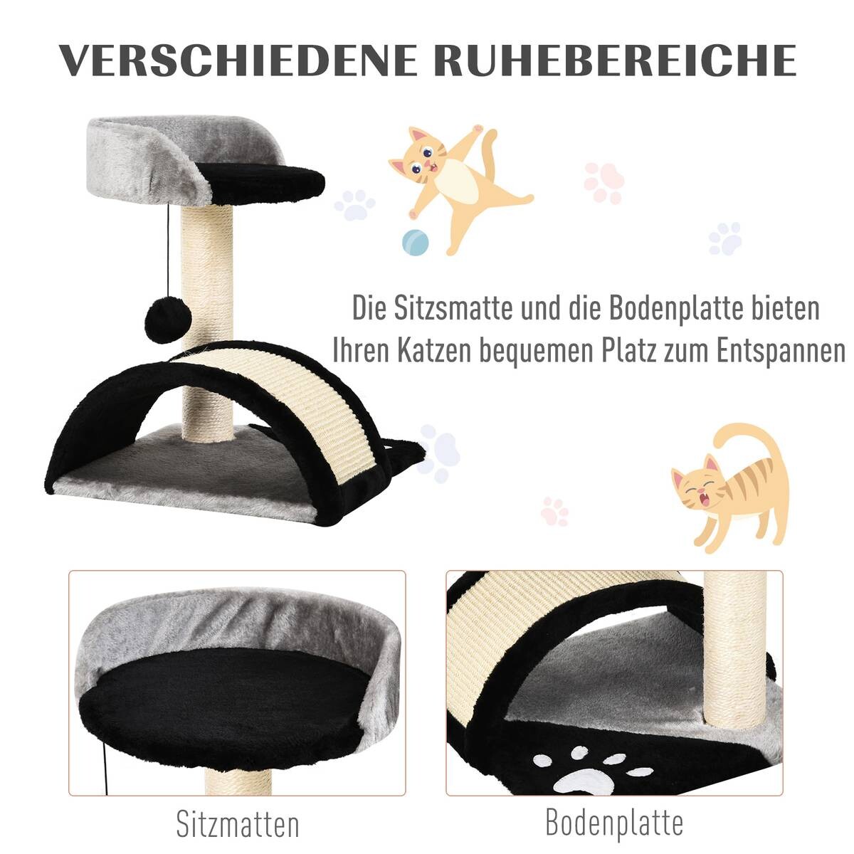 PawHut Katzenbaum schwarz MDF B/H/L: ca. 36x44x36 cm