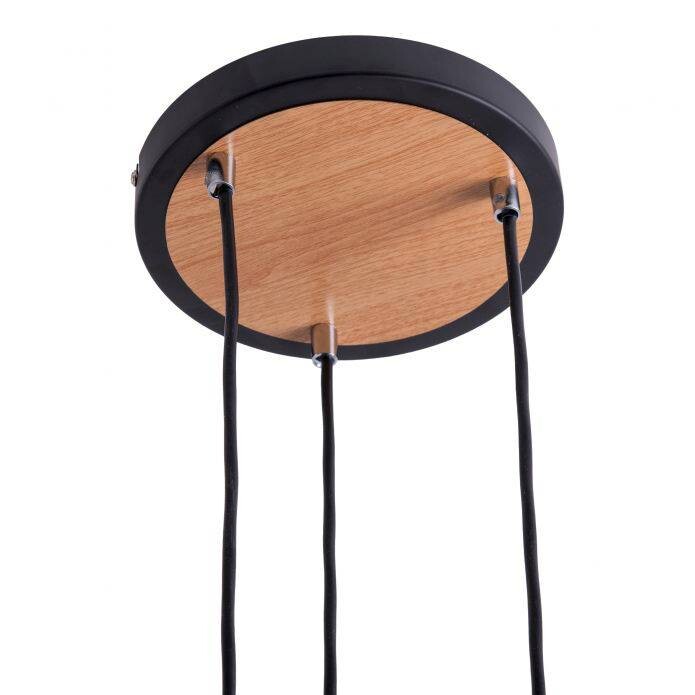 Näve Leuchten Pendelleuchte 6116722 Fumoso schwarz natur Metall Rauchglas H/D: ca. 123x23 cm E14 3 Brennstellen