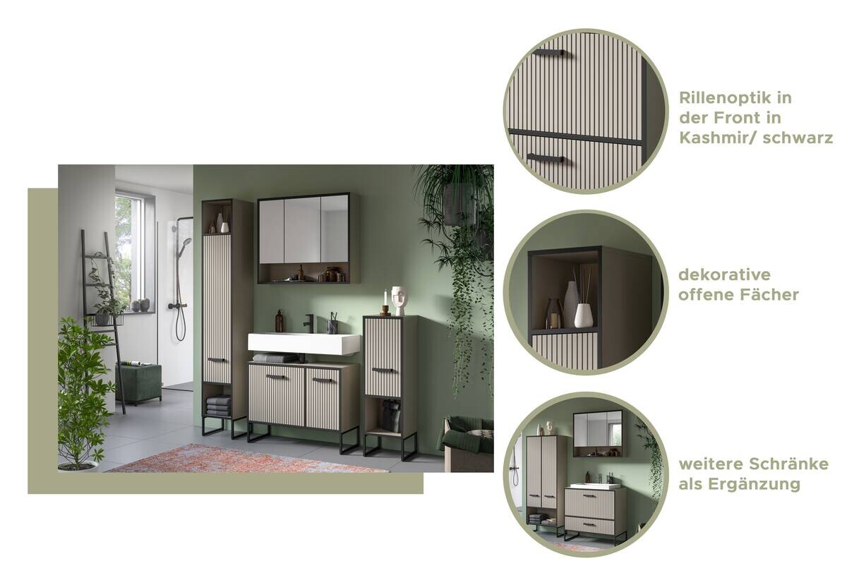 Waschplatz BAGNO schwarz Kaschmirgrau Nachbildung B/H/T: ca. 80x84x48 cm