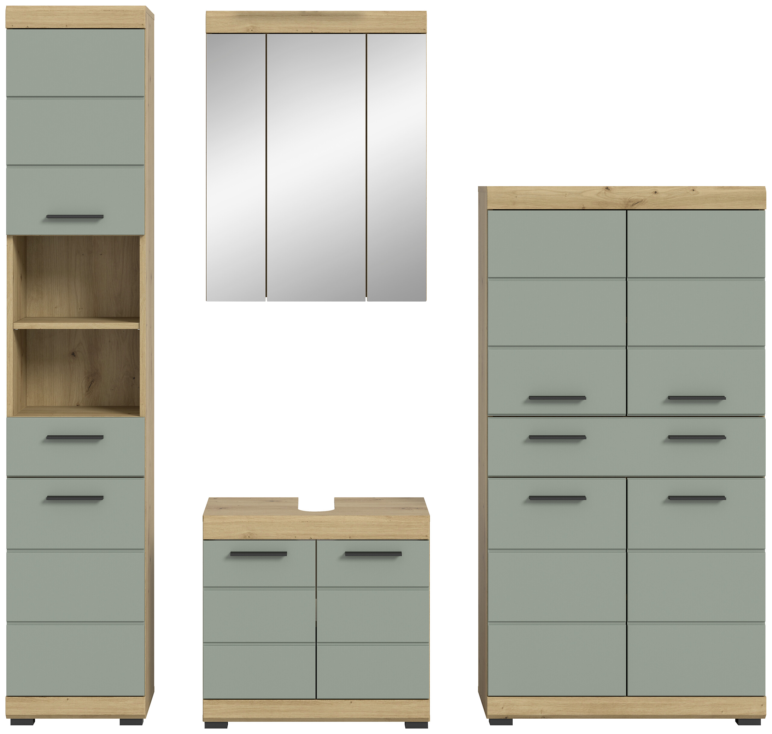 Badezimmer-Set Scout Eiche Artisan Nachbildung salbei Nachbildung B/H/T: ca. 186x191x34 cm