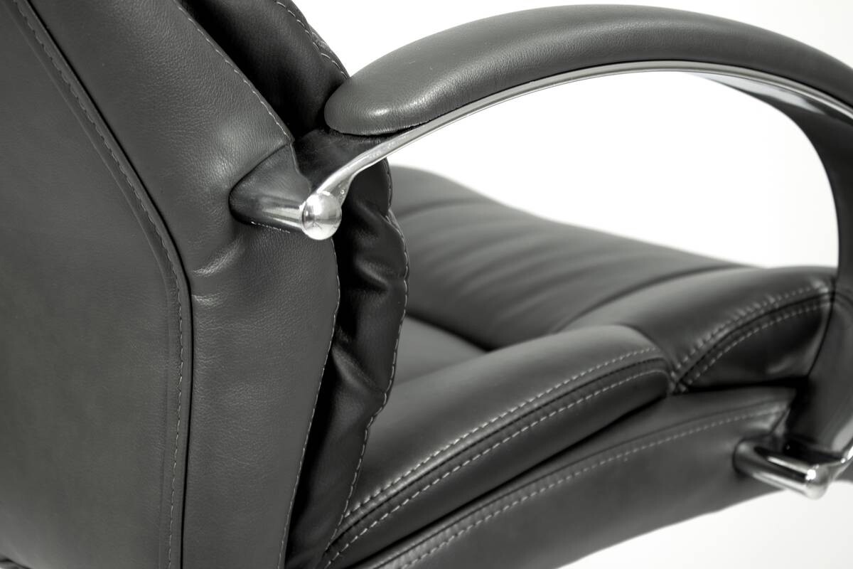 XXL-Chefsessel PAUL-XXL grau Chrom Kunstleder Metall