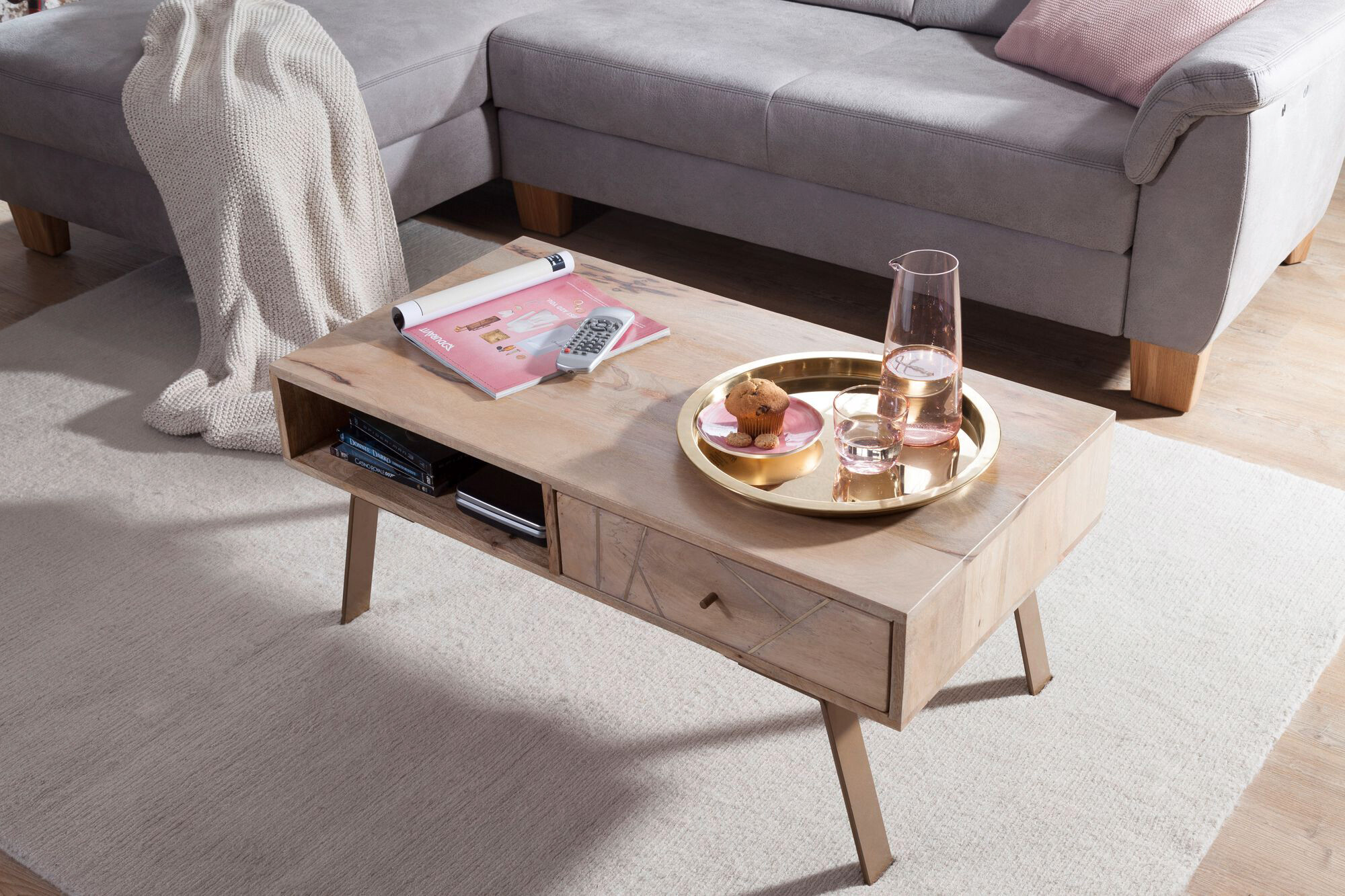 Wohnling Couchtisch braun B/H/T: ca. 95x42x50 cm